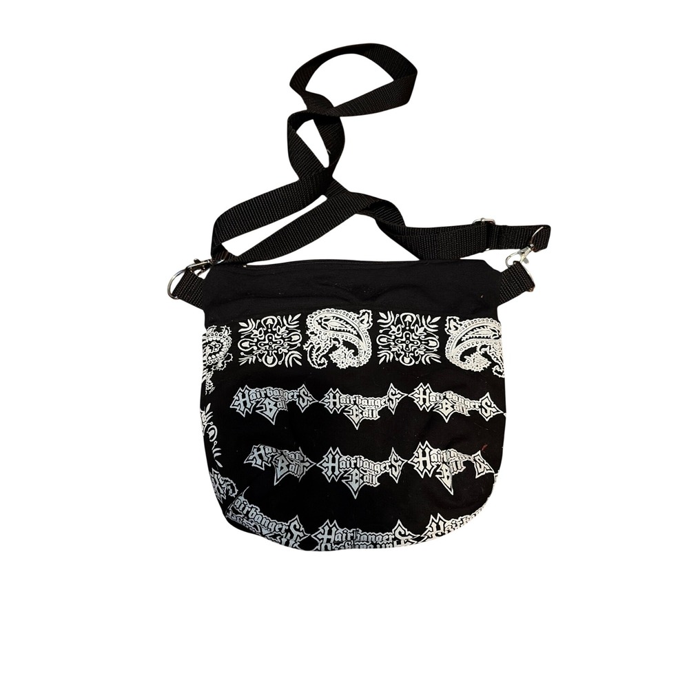 Hairbangers Ball Crossbody Bag Bandana Print Black Graphic Rock Metal